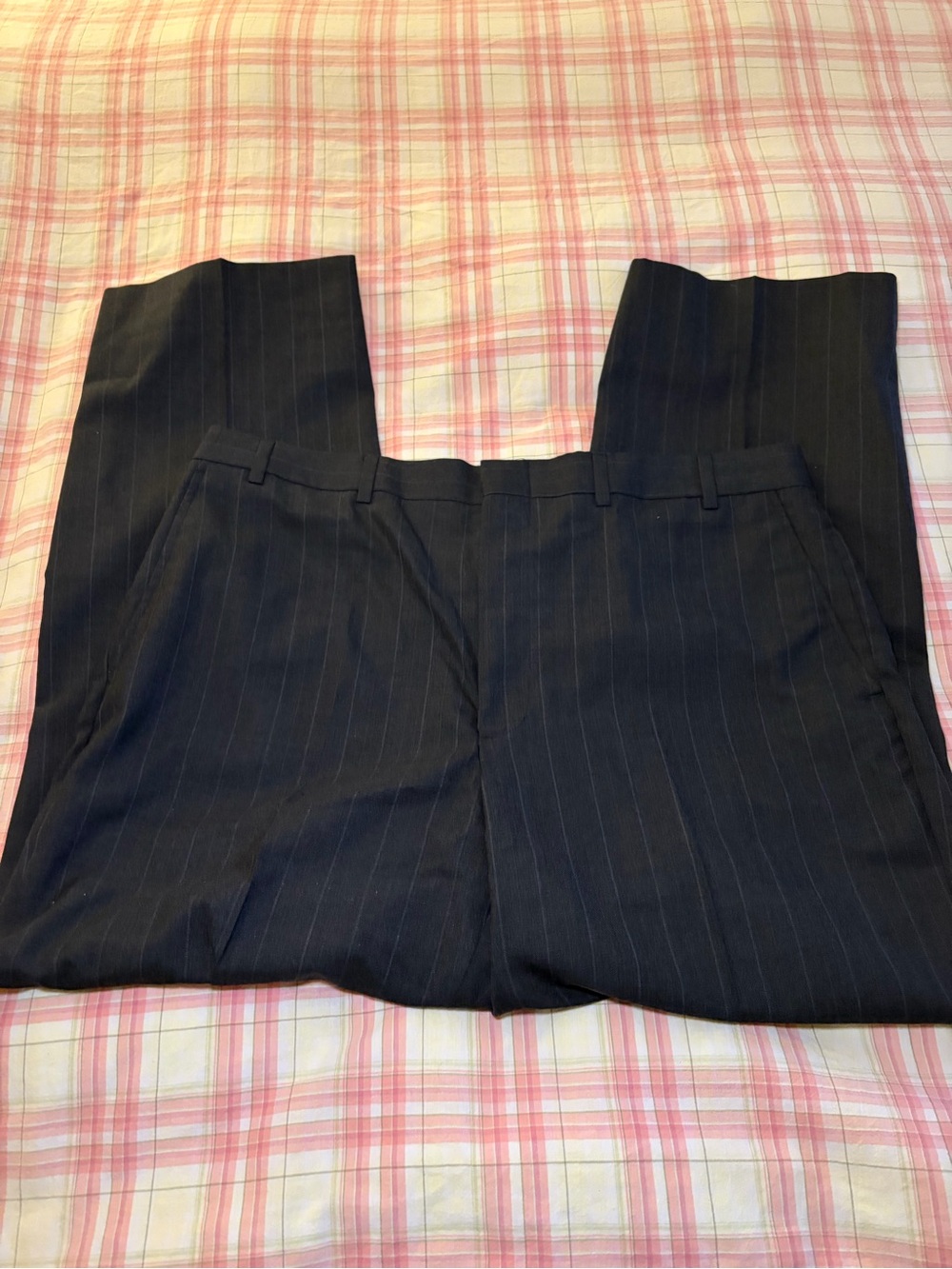 Black Pinstripe Suit Tailored Pants